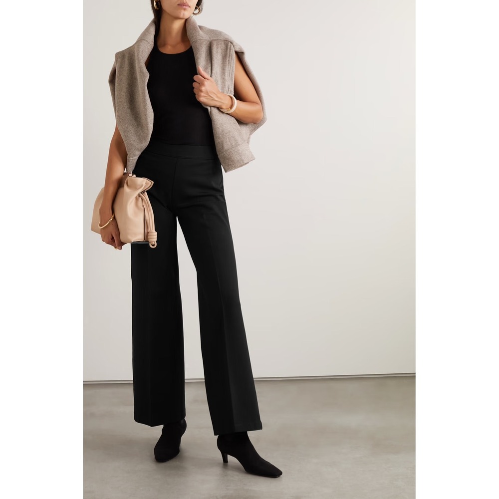 Spanx Perfect Ponte Pant Hi-Rise Flare Black Pull On Seam Front Trousers Large